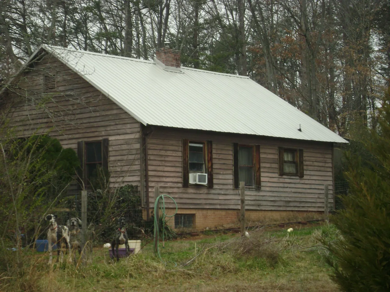 White metal roof on an old wood sided farmhouse, from a Asphalt Shingle Roof Repair job in Shattuck